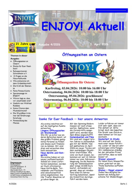 Titelblatt ENJOY! Aktuell Nr. 12 aus 2025